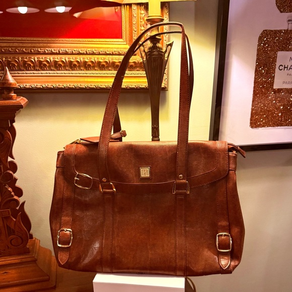 DVF Brown Leather Tote/Laptop Bag w/ Gold Hardware MSRP $428 - Picture 2 of 15